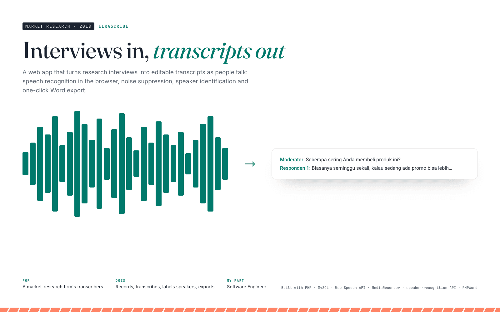 Elrascribe: Interviews in, transcripts out