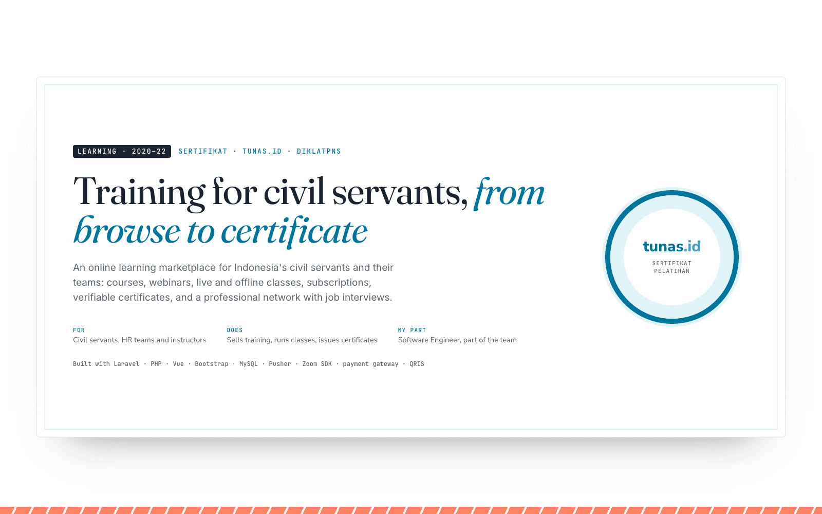 Tunas: Training for civil servants, from browse to certificate